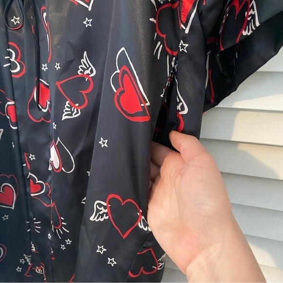 Vintage Dentelle Y2K Valentines Day Heart Love Dressing Robe size Medium - Picture 7 of 9